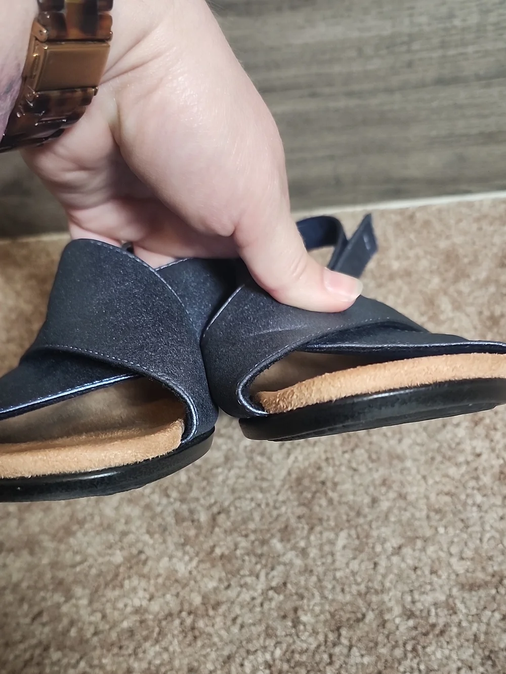 Vionic Mckenna Wedge Sandal In Navy Metallic NWOT - Picture 10 of 12